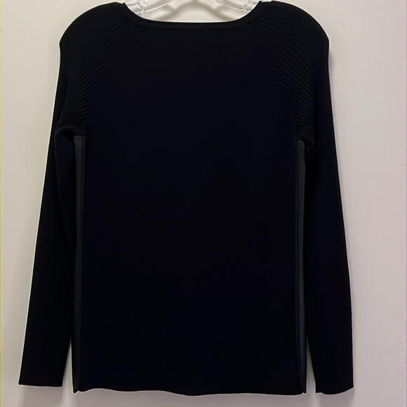 EUC Per Se Leather and Wool Crewneck Sweater size Small - Picture 2 of 5